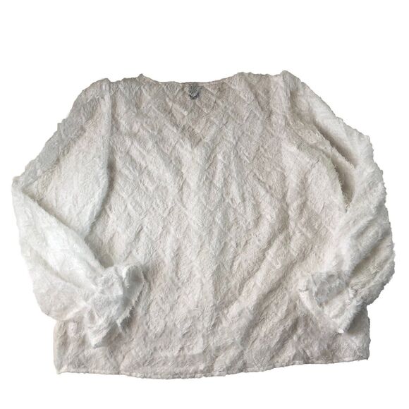 Shein Women’s Button Down Blouse Semi Sheer Ruffle Sleeve Size XL - Picture 2 of 12